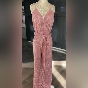 Fashion Nova Pink Sequin Jumpsuit